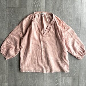 Part Two Copenhagen Pure Linen Blouse Soft Pink V-Neck Relaxed Fit EU 36 / US 4